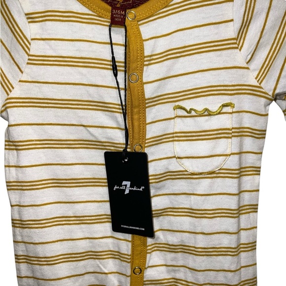 7 For All Mankind White and Yellow Striped Footie - Picture 5 of 6